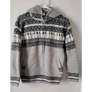 Andes Artesania Alpaca Zip Up Hooded Jacket Made in Ecuador Women's Sz. S Gray